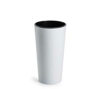 HowHomely Vaso da fiori grande alto 37 cm con inserto per fioriera, diametro 20 cm - bianco grande in plastica per decorazione soggiorno, giardino o terrazza