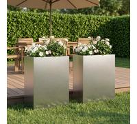 Vaso da giardino 2 pz Argento 40 x 20 x 50 cm Acciaio Inox