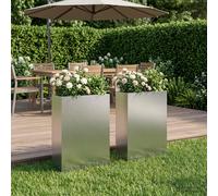Vaso da giardino 2 pz Argento 40 x 20 x 75 cm Acciaio Inox