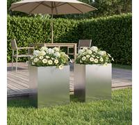 Vaso da giardino 2 pz Argento 40 x 30 x 50 cm Acciaio Inox