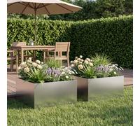 vidaXL Vaso da giardino 2 pz Argento 40 x 40 x 30 cm Acciaio Inox