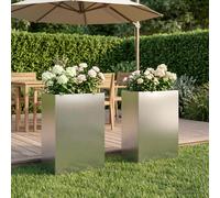Vaso da giardino 2 pz Argento 50 x 40 x 75 cm Acciaio Inox