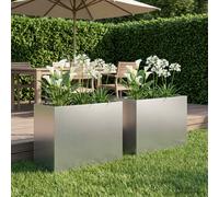 Vaso da giardino 2 pz Argento 60 x 30 x 40 cm Acciaio zincato