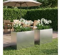 vidaXL Vaso da giardino 2 pz Argento 60 x 30 x 50 cm Acciaio Inox
