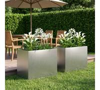 vidaXL Vaso da giardino 2 pz Argento 60 x 40 x 50 cm Acciaio Inox