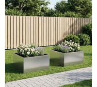Vaso da giardino 2 pz Argento 60 x 60 x 40 cm Acciaio zincato