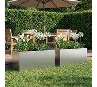 vidaXL Vaso da giardino 2 pz Argento 80 x 40 x 40 cm Acciaio zincato