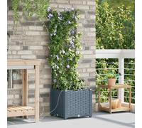Vaso da giardino 2 pz Grigio Chiaro 40 x 40 x 142 cm PP