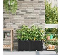 Vaso da giardino 2 pz Nero 80 x 40 x 37,5 cm PP
