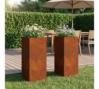 Vaso da giardino 2 pz Ruggine 20 x 20 x 40 cm Acciaio Corten