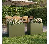 Vaso da giardino 2 pz Verde Oliva 50 x 20 x 40 cm