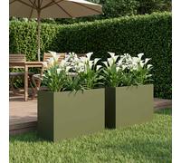 Vaso da giardino 2 pz Verde Oliva 60 x 30 x 40 cm