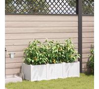Vaso da giardino 3 pz Bianco 120 x 40 x 37,5 cm PP