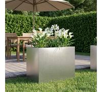vidaXL Fioriera da giardino argento, 50 x 40 x 50 cm, in acciaio inox, aiuola rialzata, fioriera per giardino e terrazza, moderna fioriera resistente alle intemperie, rettangolare, per esterni