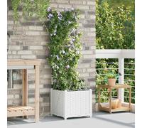 Fioriera Moderna Bianca in Plastica Con Trellis per Uso Interno e Esterno Perfetta per Piante Rampicanti Impermeabile Leggera Sintetica Ideale per Conservatori Balconi Vaso Contenitore Quadrato