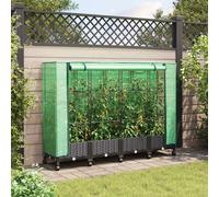vidaXL Vaso da Giardino con Copertura per Serra e Ruote 4 pz Marrone, Giardino e terrazza, rettangolare, moderno con contenitore mobile, vaso, altezza regolabile, resistente all'acqua