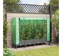 vidaXL Tuinplantenbak met Kasbedekking en Wielen 4 st Lichtgrijs PP