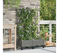 Vaso da Giardino con Irrigazione e Ruote 2 pz Grigio Chiaro PP