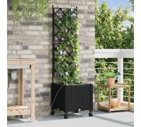 vidaXL Vaso da Giardino con Irrigazione e Ruote Nero 40 x 40 x 148 cm