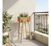 Vaso da Giardino con Supporto Naturale 50 x 38 x 114 cm Bambù