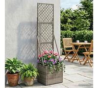 Vaso da Giardino con Trellis Grigio 35 x 30 x 135 cm polyrattan