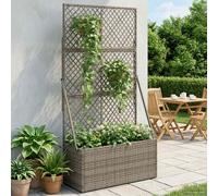 Vaso da Giardino con Trellis Grigio 70 x 30 x 135 cm polyrattan