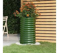 Vaso da Giardino in Acciaio Verniciato a Polvere 40x40x68 cm Verde, Fioriera Rotonda Resistente per Piante Fiori Erbe Aromatiche, Ideale per Balcone Patio Giardino, Antiruggine e Durevole