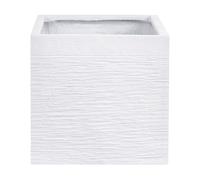 Vaso da giardino per esterni geometrico quadrato in pietra 30x30x28 cm bianco Pa
