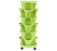 Vaso da giardino verticale impilabile, a 6 livelli, con quattro petali, in plastica, vaso per erbe aromatiche, per piante da giardino, per interni ed esterni