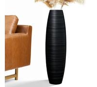 Vaso da pavimento alto, 70 cm, grande, robusto, lussuoso, strutturato, per rami decorativi e fiori secchi, decorazione resina nera