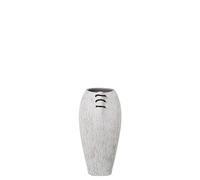 Vaso da pavimento in ceramica bianco a righe e cordon marrone 20 x 23 x 42 cm, bocca 12 x 15 cm