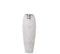 Vaso da pavimento in ceramica bianco a righe e cordon marrone 20 x 24 x 62 cm, bocca 11,5 x 13 cm