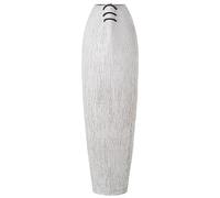 Vaso da pavimento in ceramica bianco a righe e cordon marrone 22x25x82cm, bocca 11x15cm