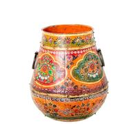Vaso da pavimento in metallo dipinto a mano multicolore 35x35x48 cm