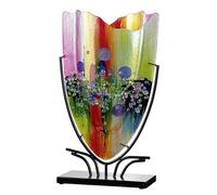 Vaso da pavimento in vetro Art Manto ovale - altezza 49 cm x larghezza 30 cm - blu rosa - dipinto a mano - non impermeabile