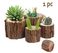 Vaso da pianta rustico a forma di ceppo d'albero, vaso finto in corteccia per piante grasse & erbe aromatiche, vaso decorativo leggero - Ideale per davanzale, balcone e giardino 10 pezzi (5 grandi + 5