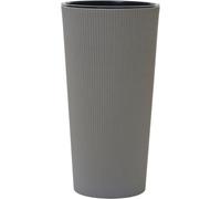 Fioriera LOCON Stripe grigio effetto a strisce, 25 x 46,5 cm, vaso di plastica con fibra di legno e inserto