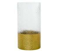 Vaso da tavolo in vetro trasparente e oro 15x15x30 cm