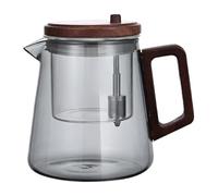 Vaso da tè trasparente - filtro | serbatoio interno in vetro con manico in legno | Separazione dell'acqua trasparente con manico in legno | Stufa resistente al calore Estu
