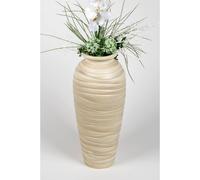 Vaso Da Terra Decorativo RELIEF Panciuto Rotondo H. 60cm Crema Ceramica Formano
