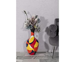 Vaso da terra in resina dalle linee vivaci e geometriche, CONTEMPORANEO , 29x h 59 cm in Polyresin multicolor multicolor