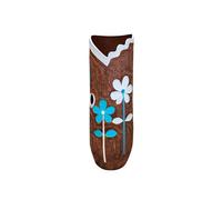 Vaso da terra in terracotta cotta con fiori blu e bianco 15x19x65 cm
