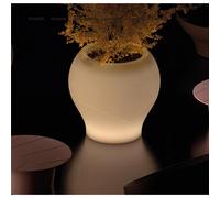 Vaso dalle forme morbide e avvolgenti, Vera Pot SMALL Dimensioni 50x h 48 cm -LED OUTDOOR BATTERY RGBW - OPA ALB Finitura Alabastro Effetto Luca calda