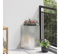 vidaXL Vaso d'angolo Argento 30 x 30 x 50 cm Acciaio inox