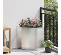 vidaXL Vaso d'angolo Argento 45 x 45 x 50 cm Acciaio inox