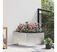 vidaXL Vaso d'angolo Argento 60 x 60 x 35 cm Acciaio inox