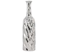 Vaso Decorativo a Forma di Bottiglia in gres porcellanato Argento 12 x 45 cm