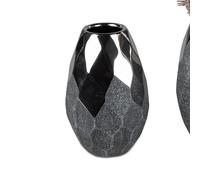 Vaso Decorativo ANTRACITE Conico Rotondo H. 17cm Argento Grigio Ceramica Formano