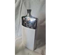 Vaso decorativo Bianco e Argento, elegante e Minimal, Stile Moderno, Indicato per Contenere Fiori o Rami Finti, o per Arredare Mobile, Libreria, Centro Tavola (Alto 41 cm)