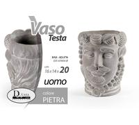 VASO DECORATIVO COLOR PIETRA FORMA TESTA UOMO 161420 CM ARREDO CASA DXI-821370